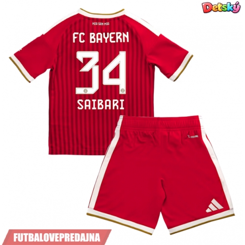 Lacne Dětský Futbalové dres Bayern Munich Ismael Saibari #34 2026-27 Krátky Rukáv - Domáci (+ trenírky)